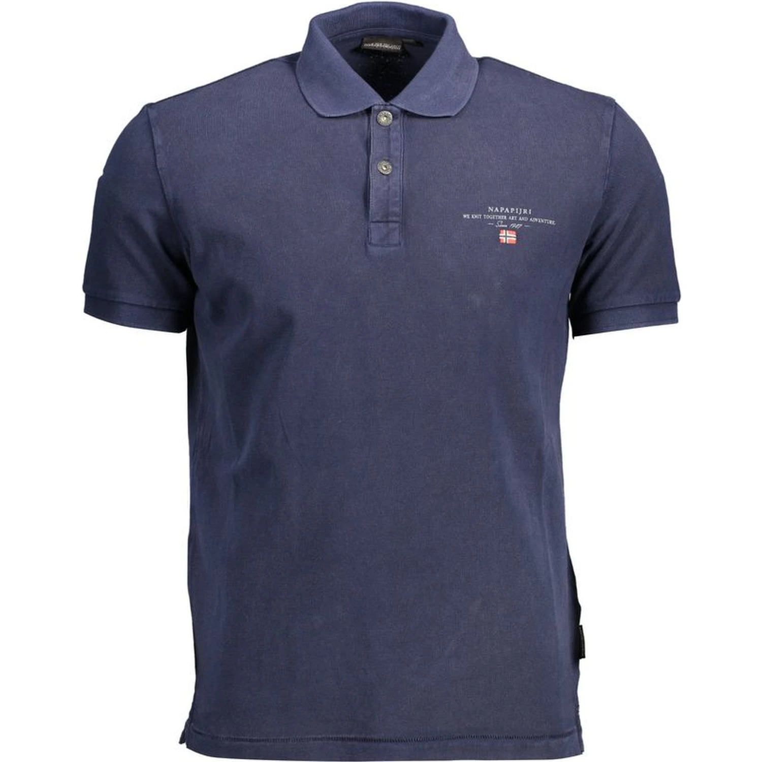 Blue Cotton Men Polo Shirt