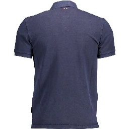 Blue Cotton Men Polo Shirt