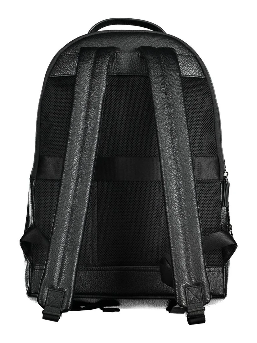 Black Polyethylene Men Backpack