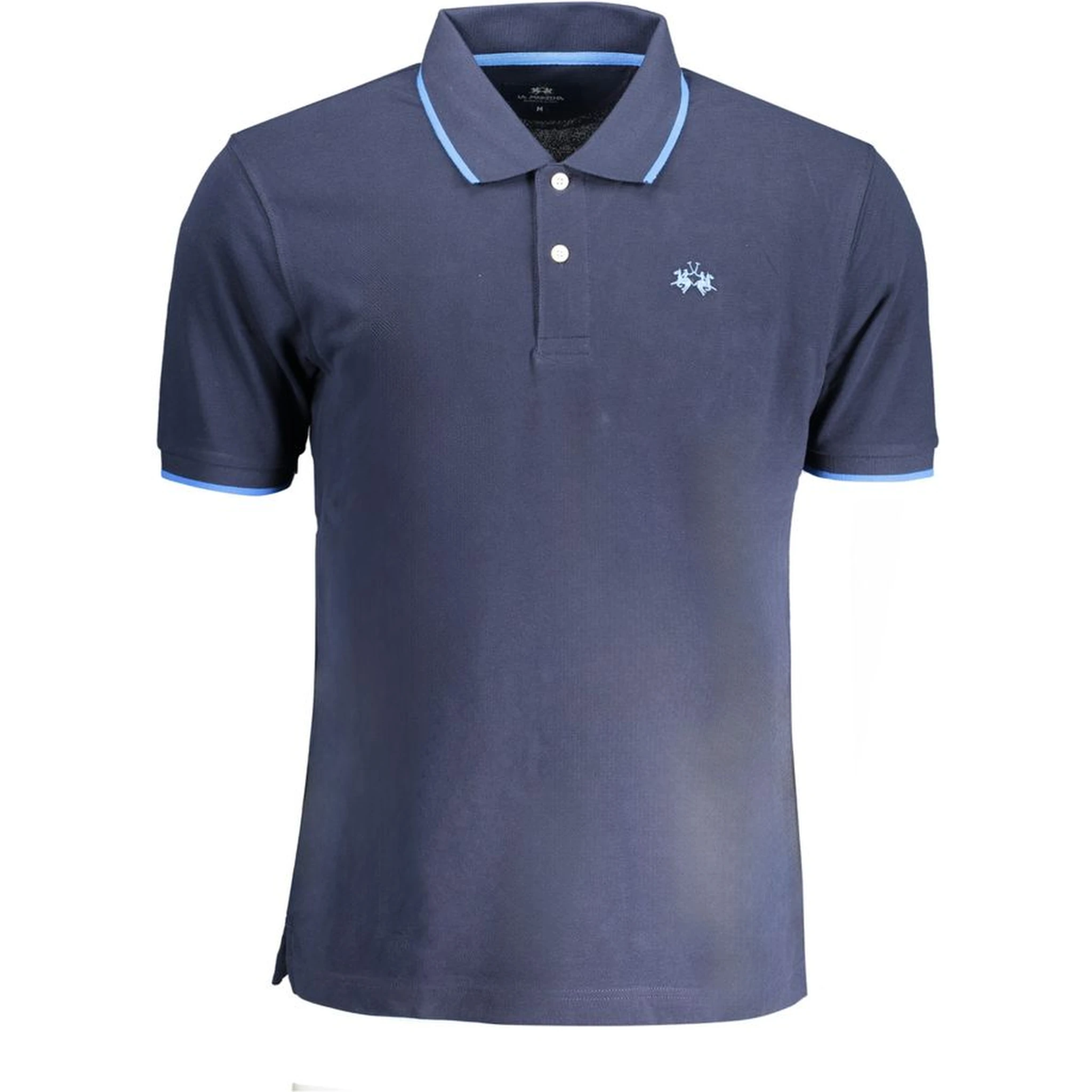 Blue Cotton Men Polo Shirt