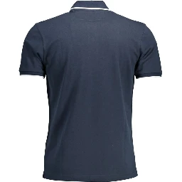 Blue Cotton Men Polo Shirt