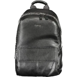 Black Polyester Men Backpack