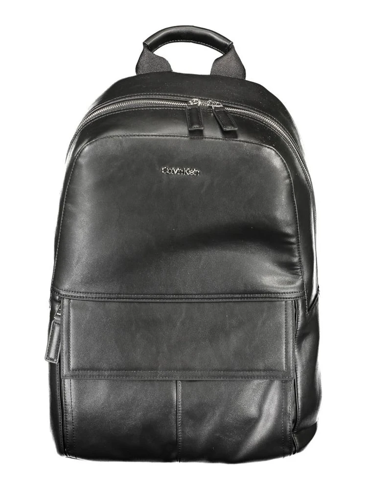 Black Polyester Men Backpack
