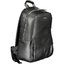Black Polyester Men Backpack