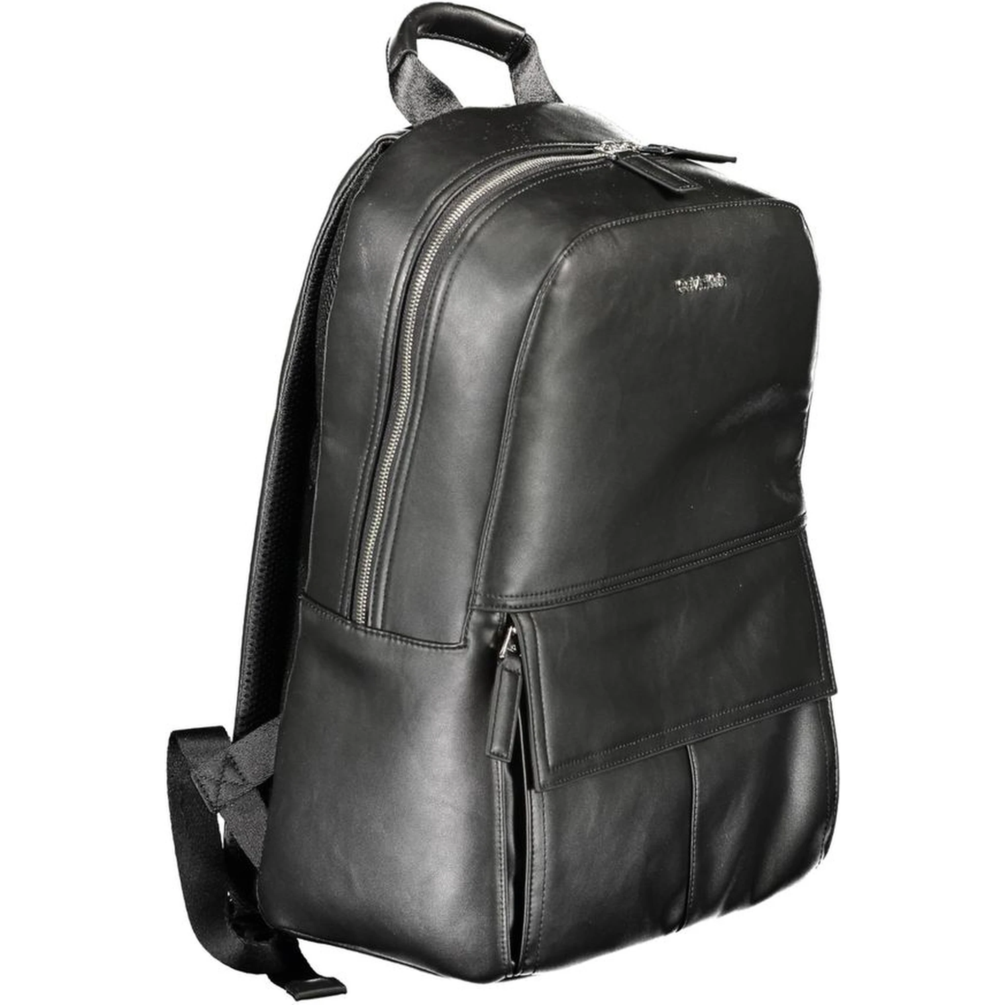 Black Polyester Men Backpack