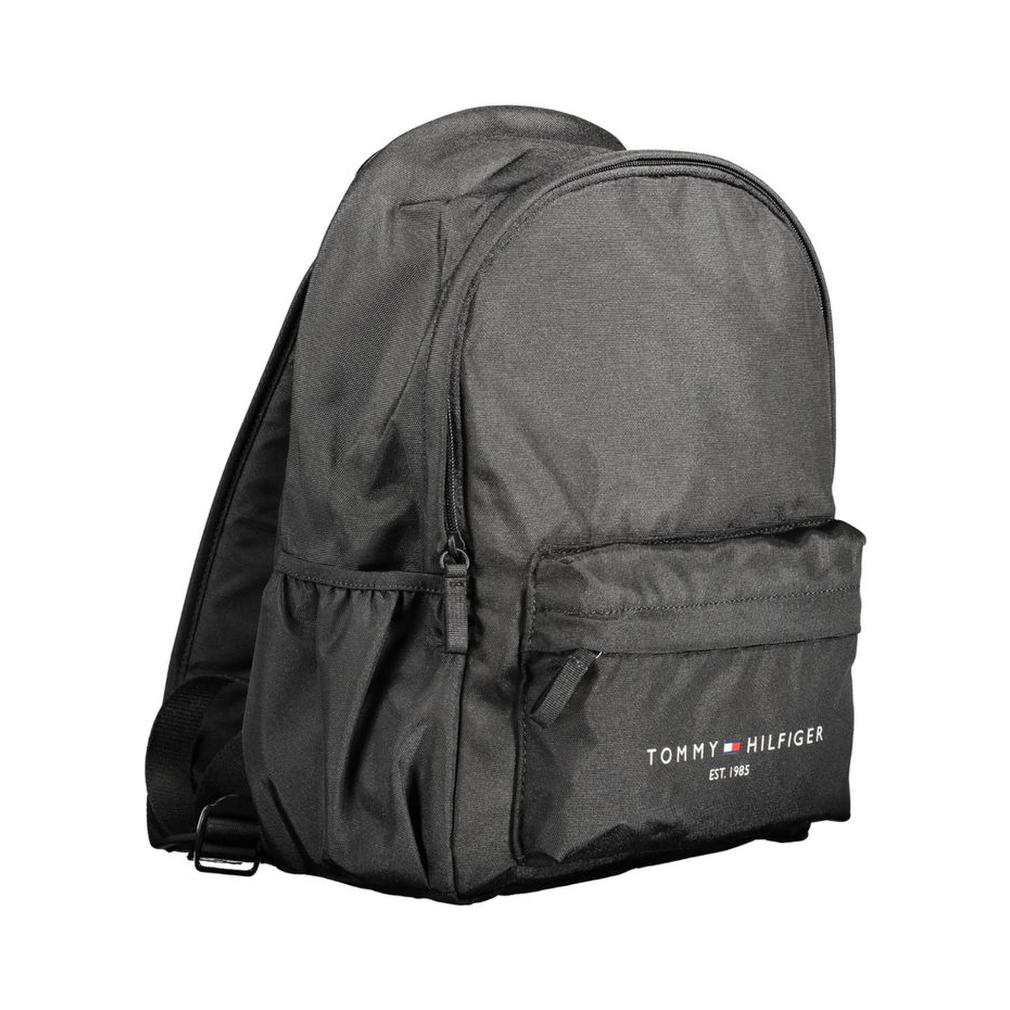 Black Polyester Men Backpack