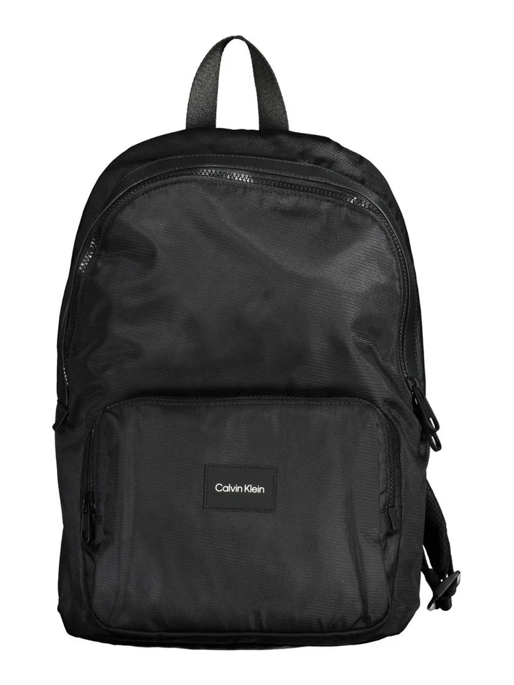 Black Polyester Men Backpack