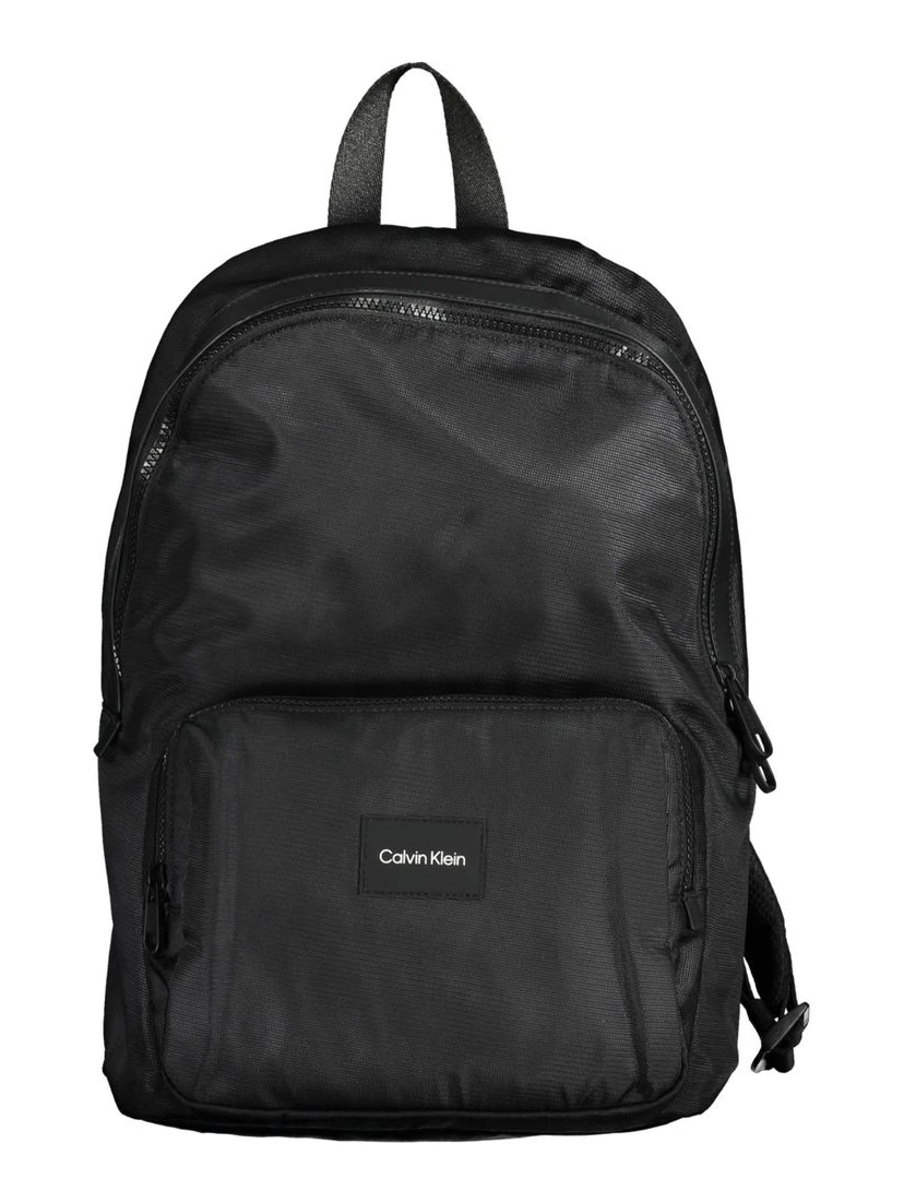 Black Polyester Men Backpack