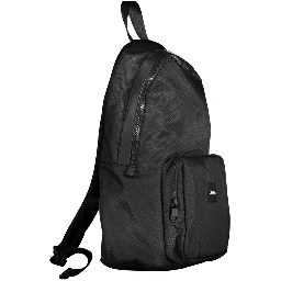 Black Polyester Men Backpack