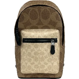 West Color Block Leather Sling Pack Backpack Bag Sand