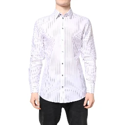White Stripes Cotton GOLD Formal Dress Shirt
