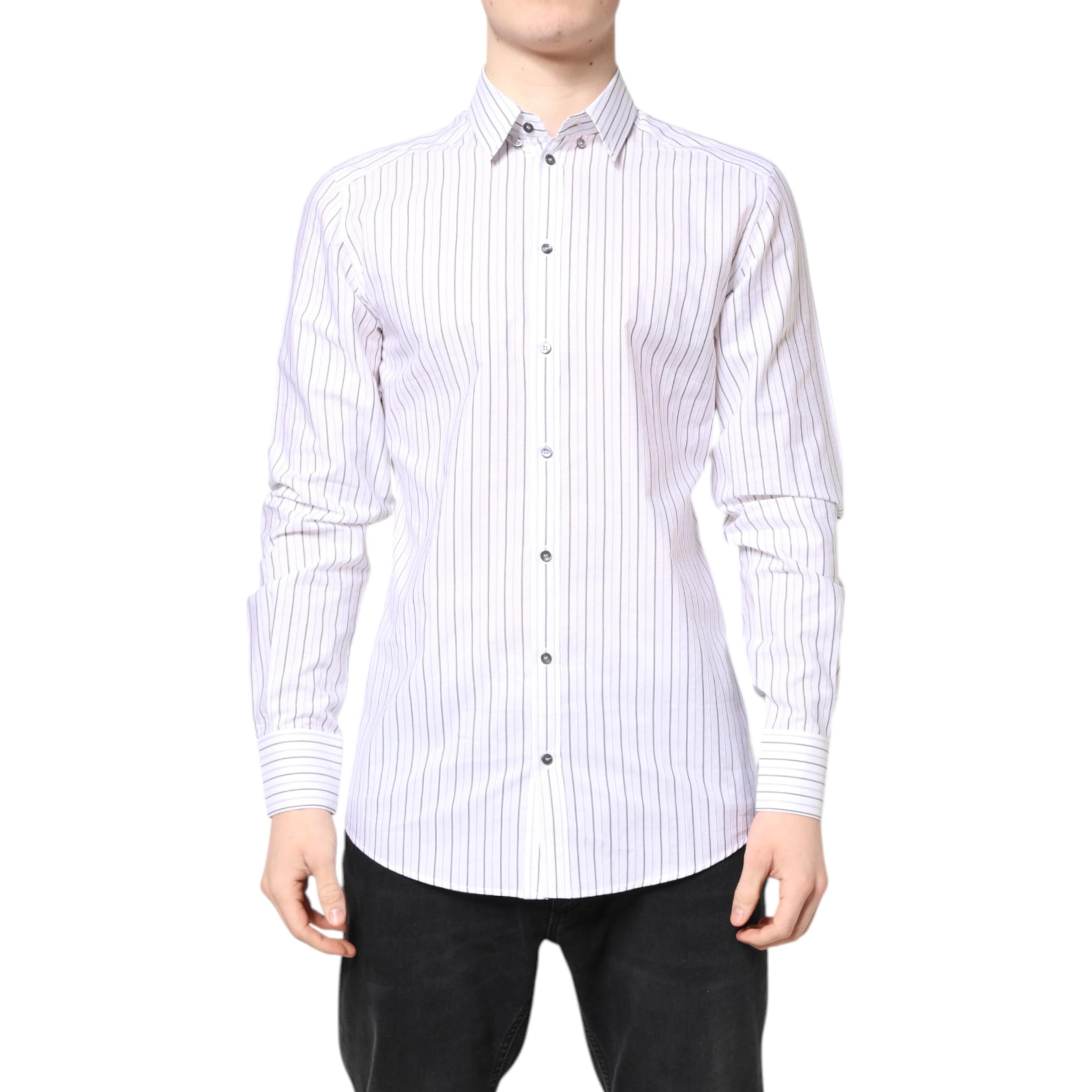 White Stripes Cotton GOLD Formal Dress Shirt