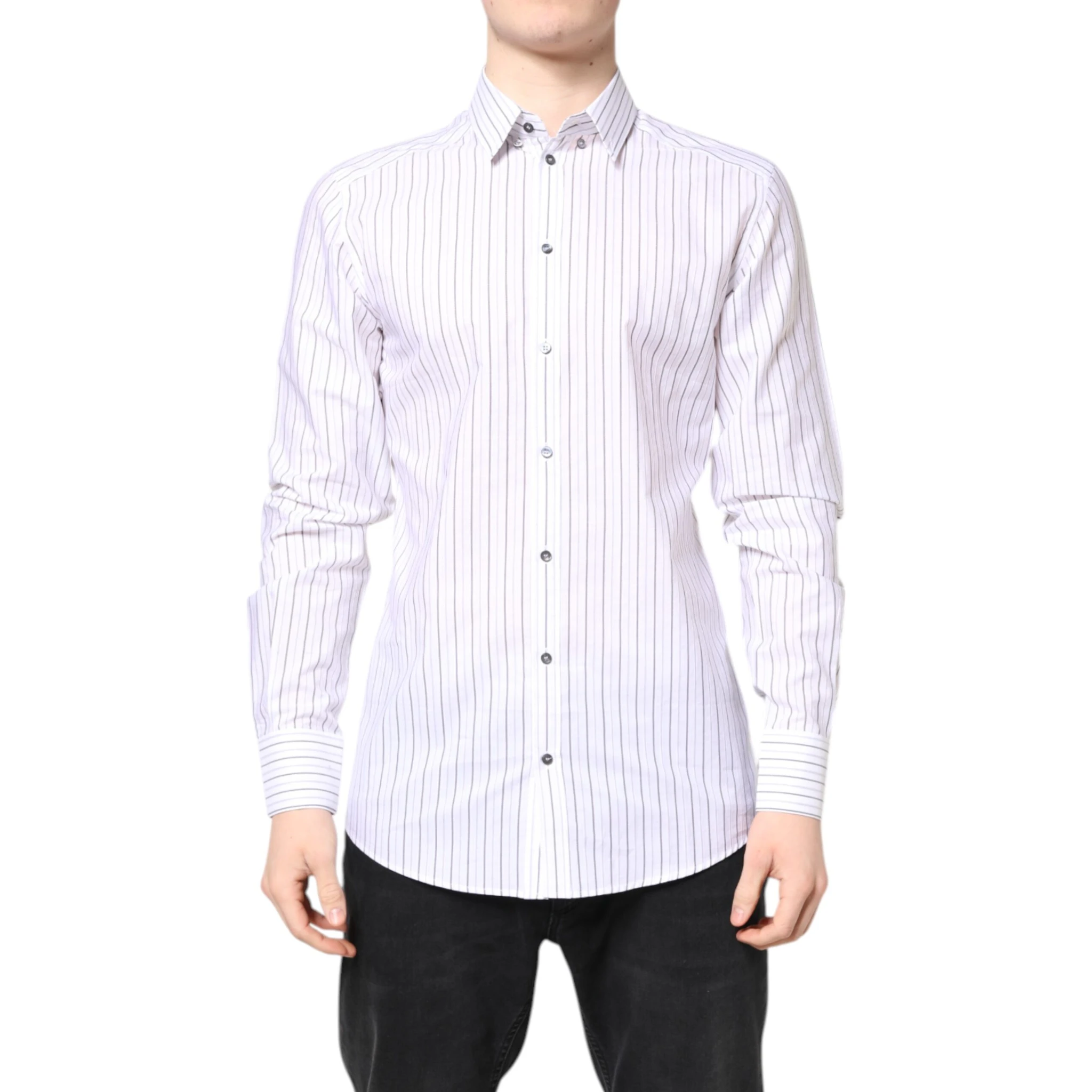 White Stripes Cotton GOLD Formal Dress Shirt