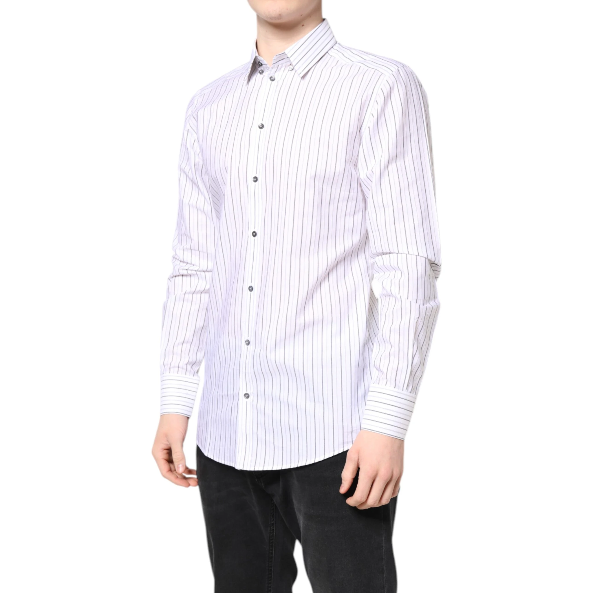 White Stripes Cotton GOLD Formal Dress Shirt