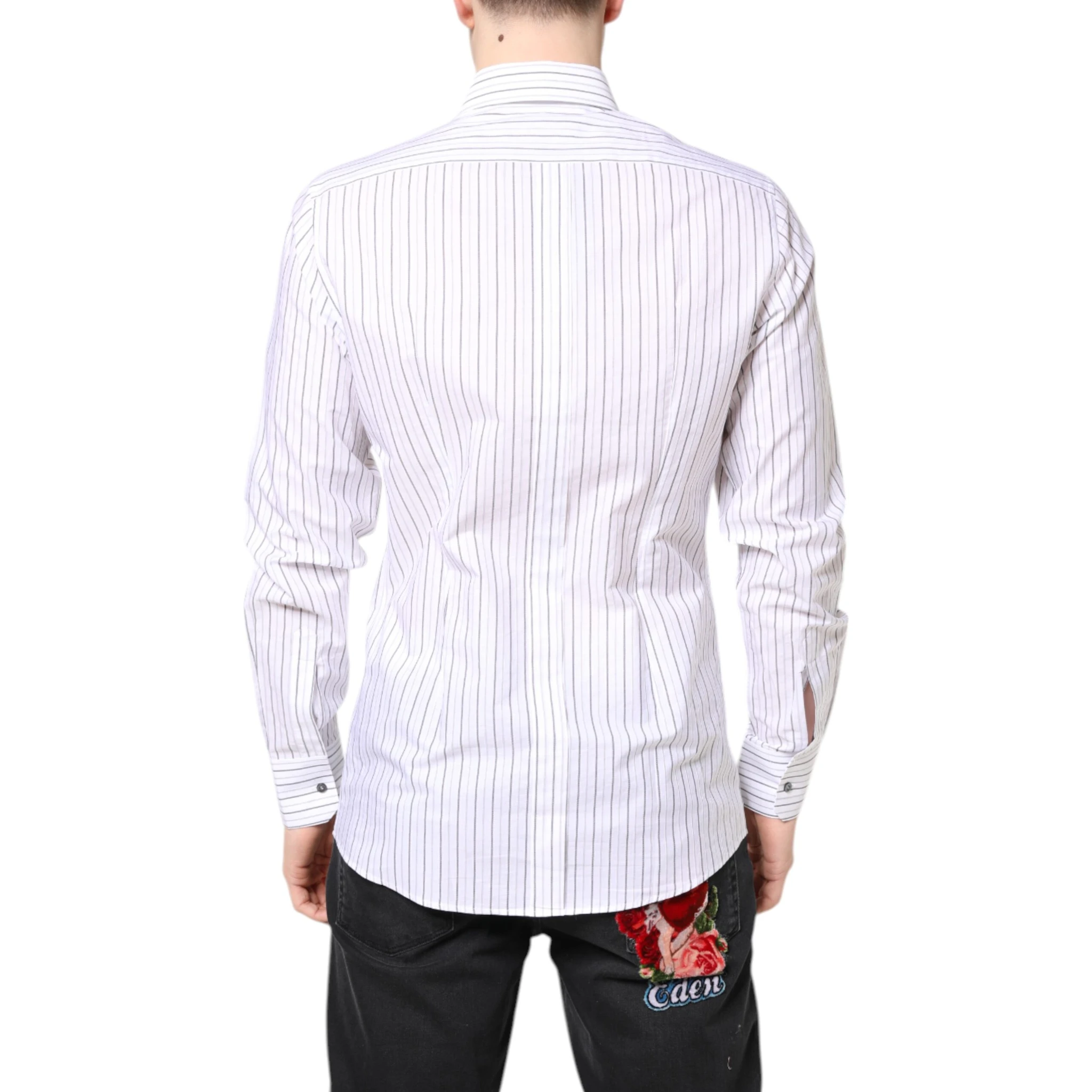 White Stripes Cotton GOLD Formal Dress Shirt