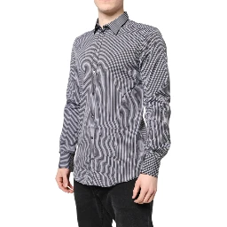 Black White Striped GOLD Formal Dress Shirt