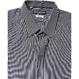 Black White Striped GOLD Formal Dress Shirt