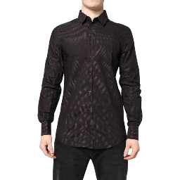Maroon Jacquard Cotton GOLD Men Dress Shirt