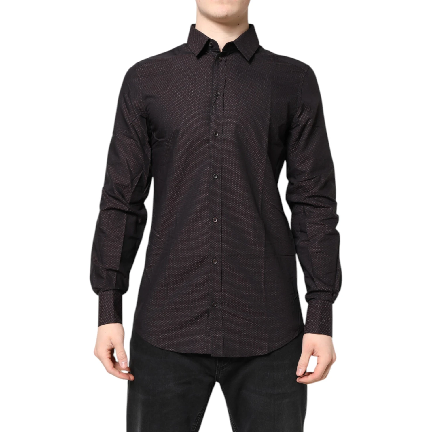 Maroon Jacquard Cotton GOLD Men Dress Shirt