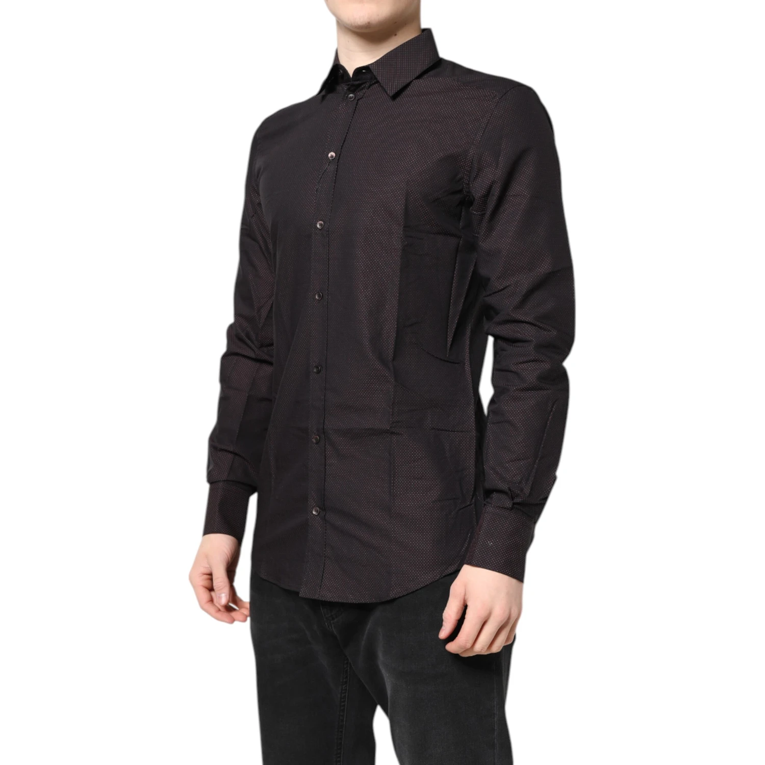 Maroon Jacquard Cotton GOLD Men Dress Shirt