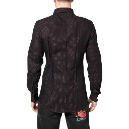 Maroon Jacquard Cotton GOLD Men Dress Shirt