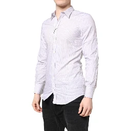 White Striped Cotton GOLD Long Sleeves Shirt