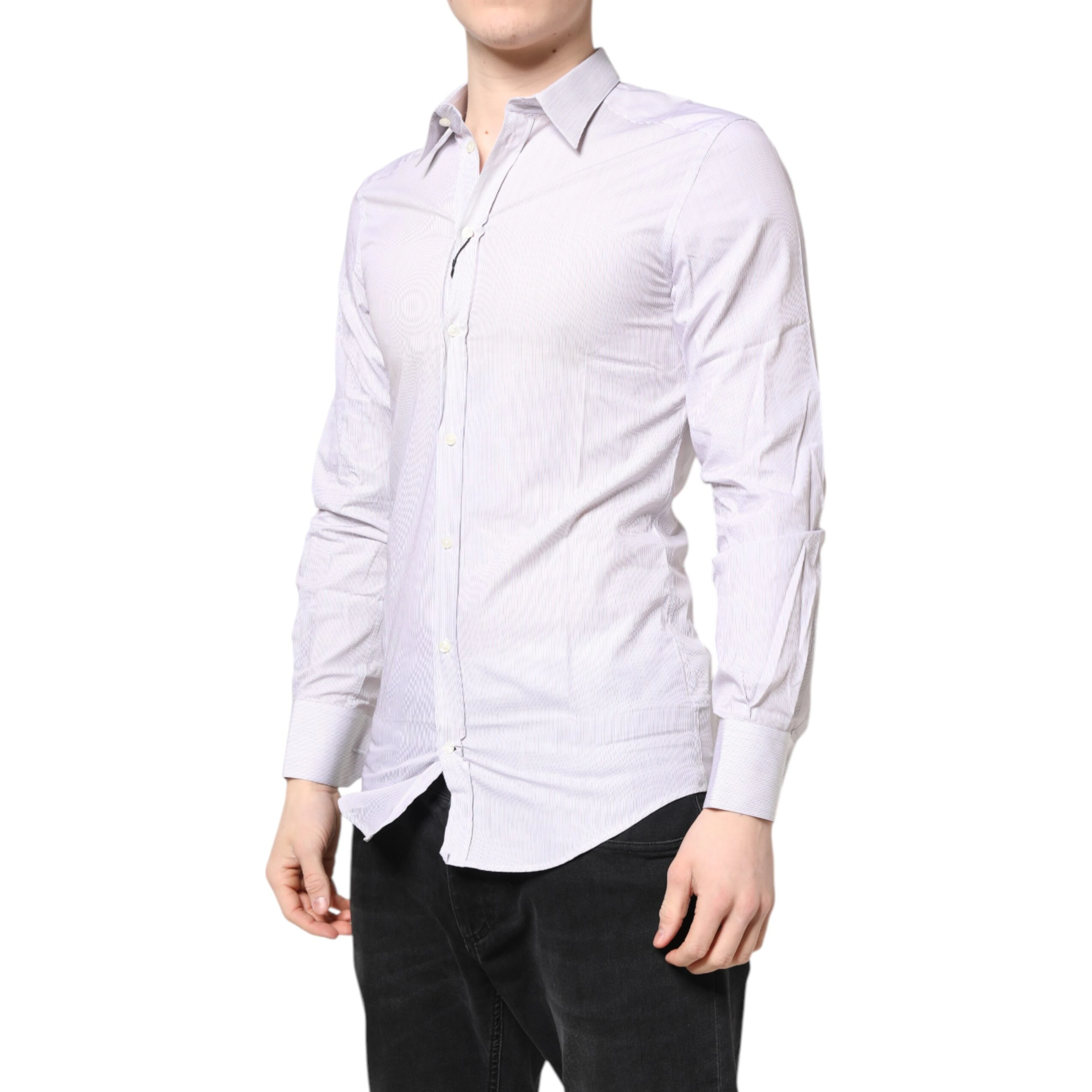 White Striped Cotton GOLD Long Sleeves Shirt