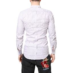 White Striped Cotton GOLD Long Sleeves Shirt