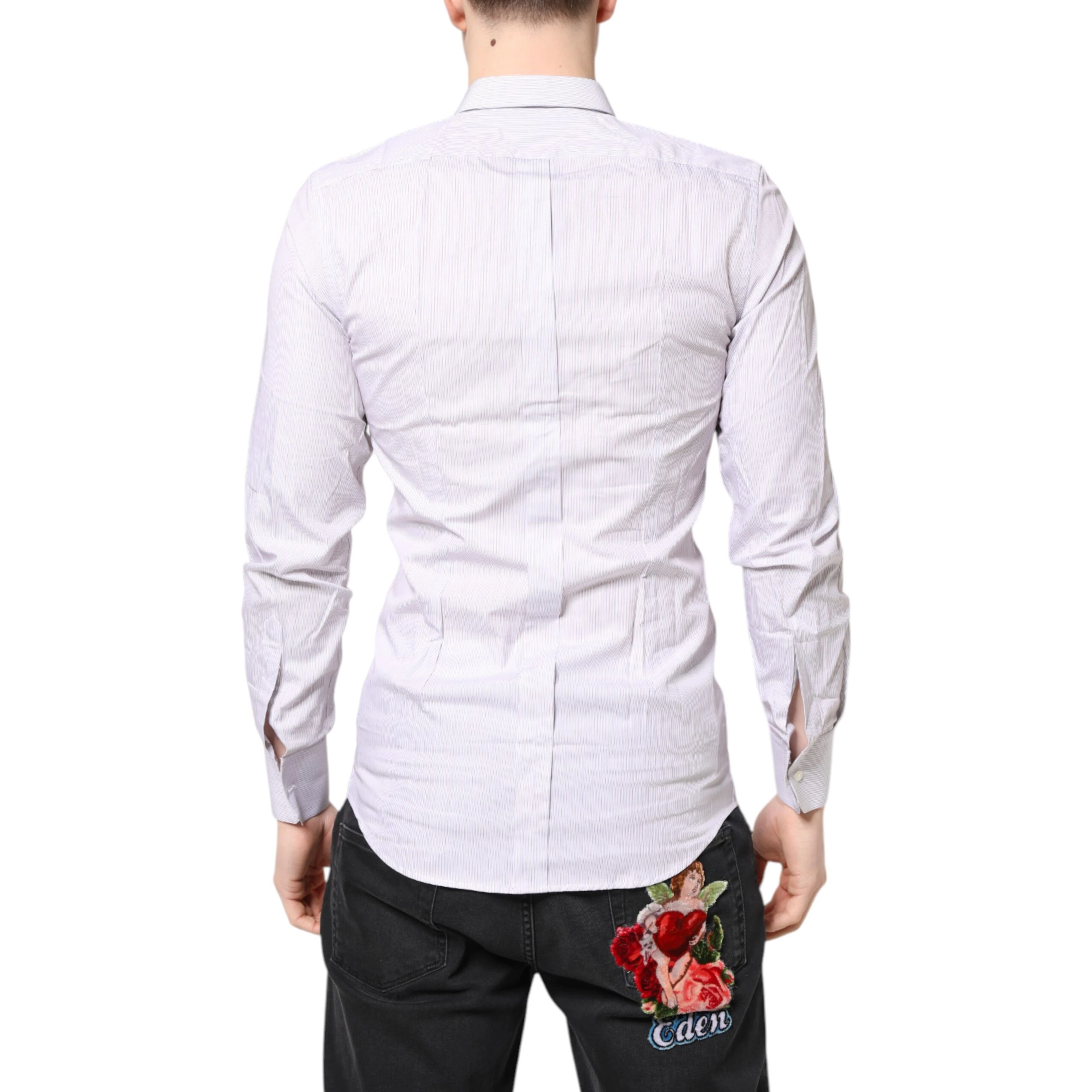 White Striped Cotton GOLD Long Sleeves Shirt