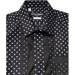 Black Polka Dot Long Sleeves Gold Formal Shirt