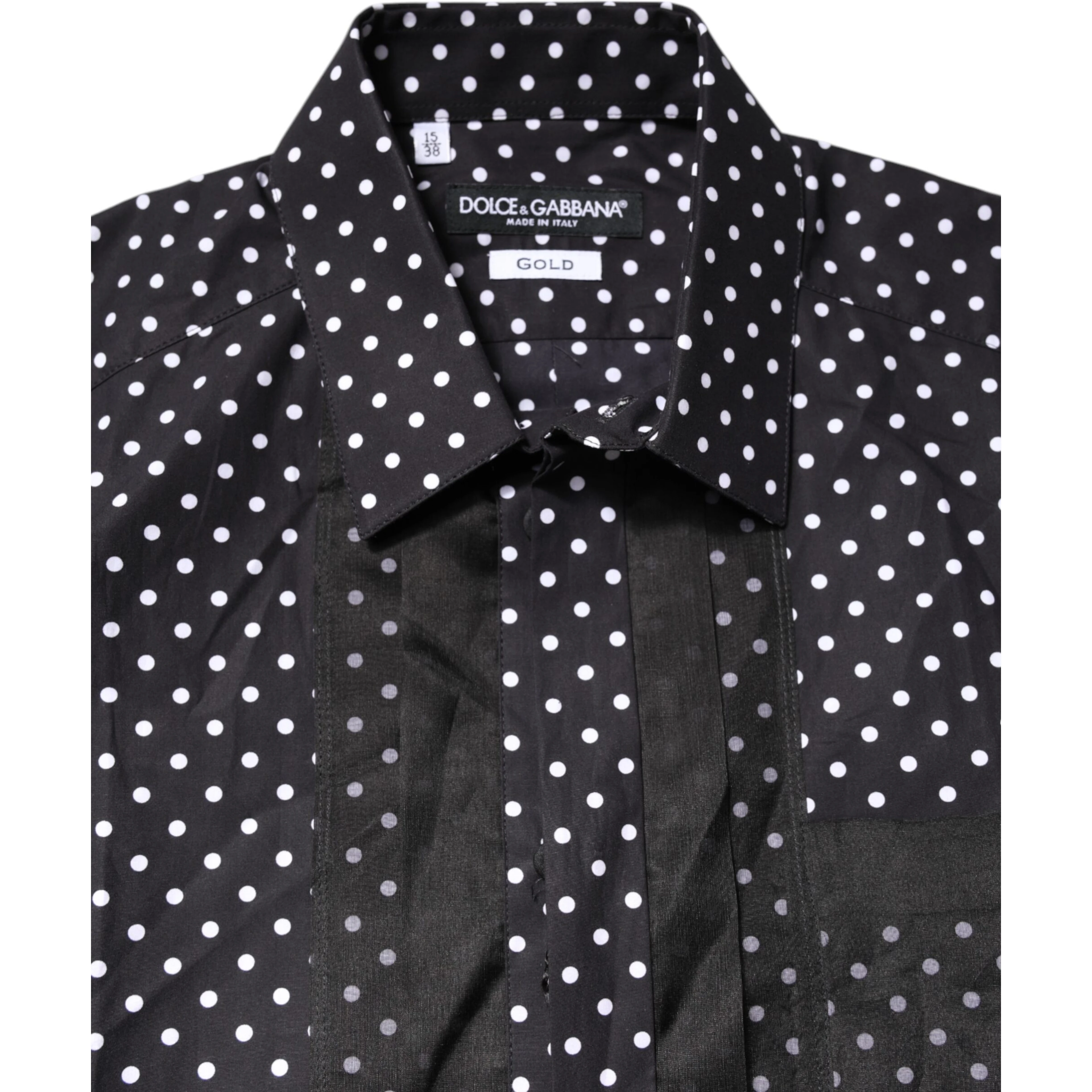 Black Polka Dot Long Sleeves Gold Formal Shirt