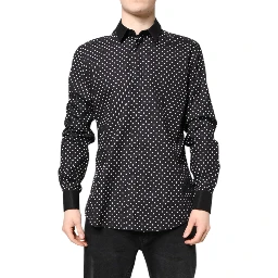 Black Polka Dot Cotton Formal Dress Shirt