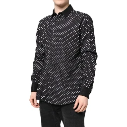 Black Polka Dot Cotton Formal Dress Shirt