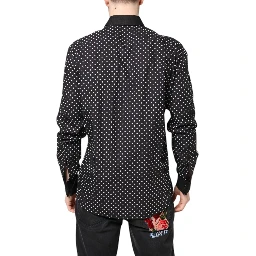 Black Polka Dot Cotton Formal Dress Shirt