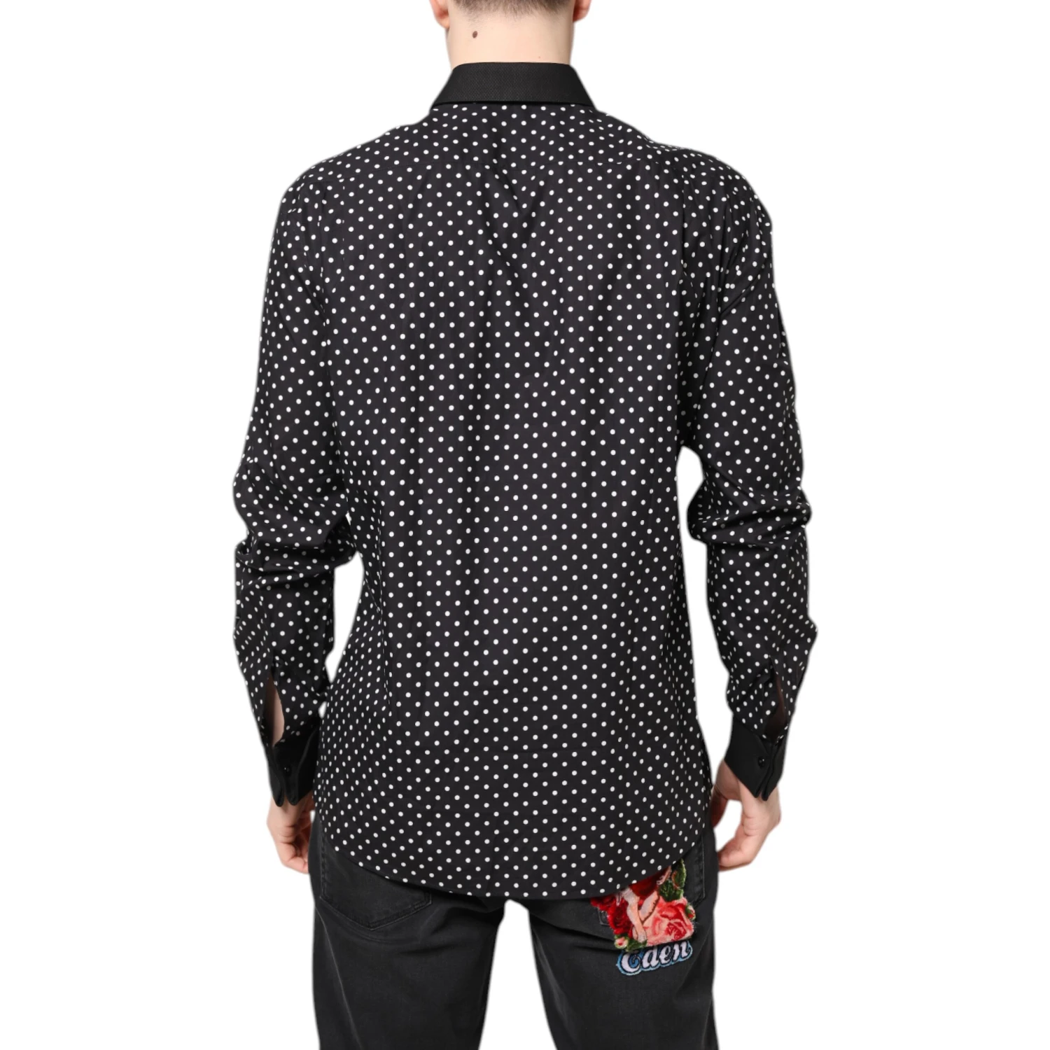 Black Polka Dot Cotton Formal Dress Shirt