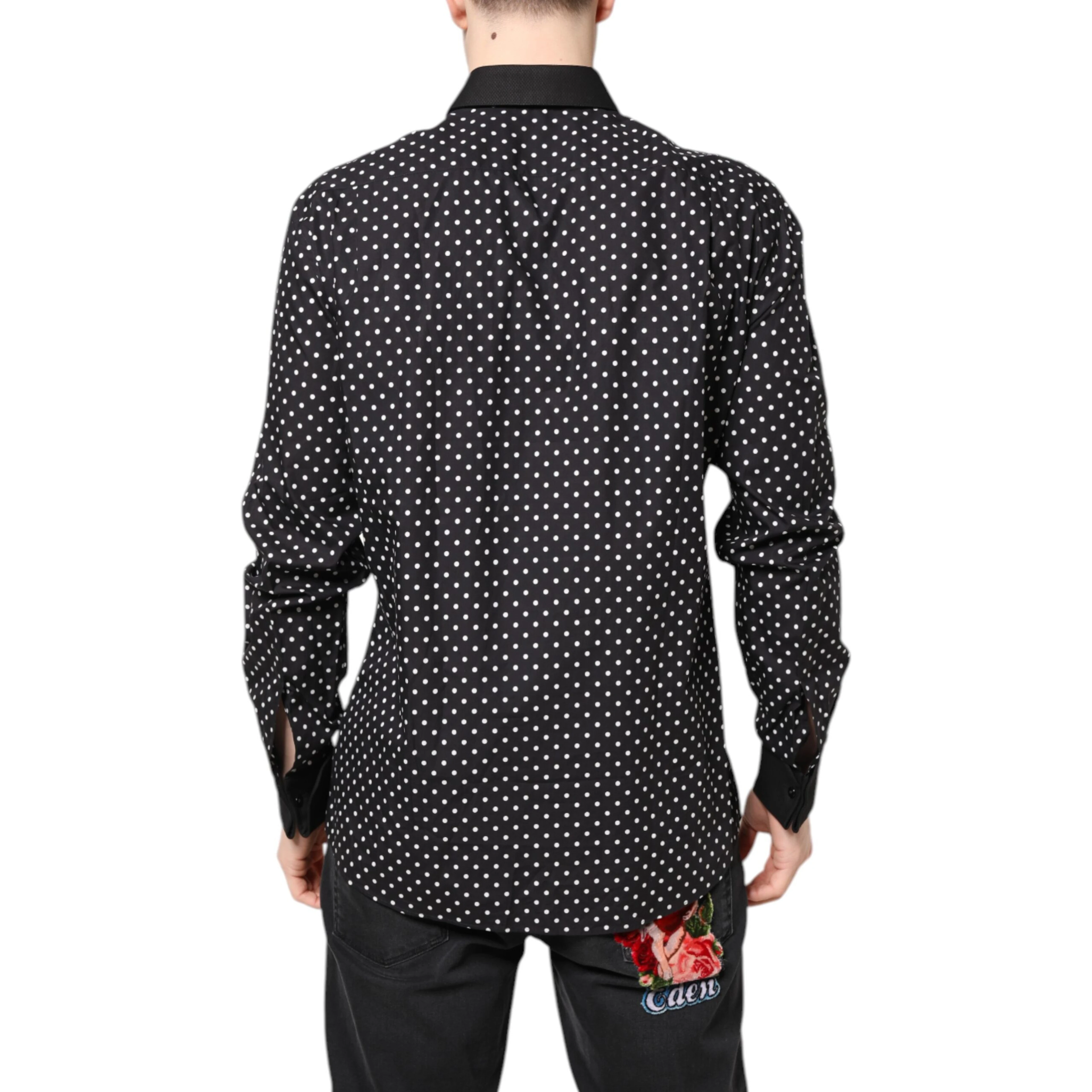 Black Polka Dot Cotton Formal Dress Shirt