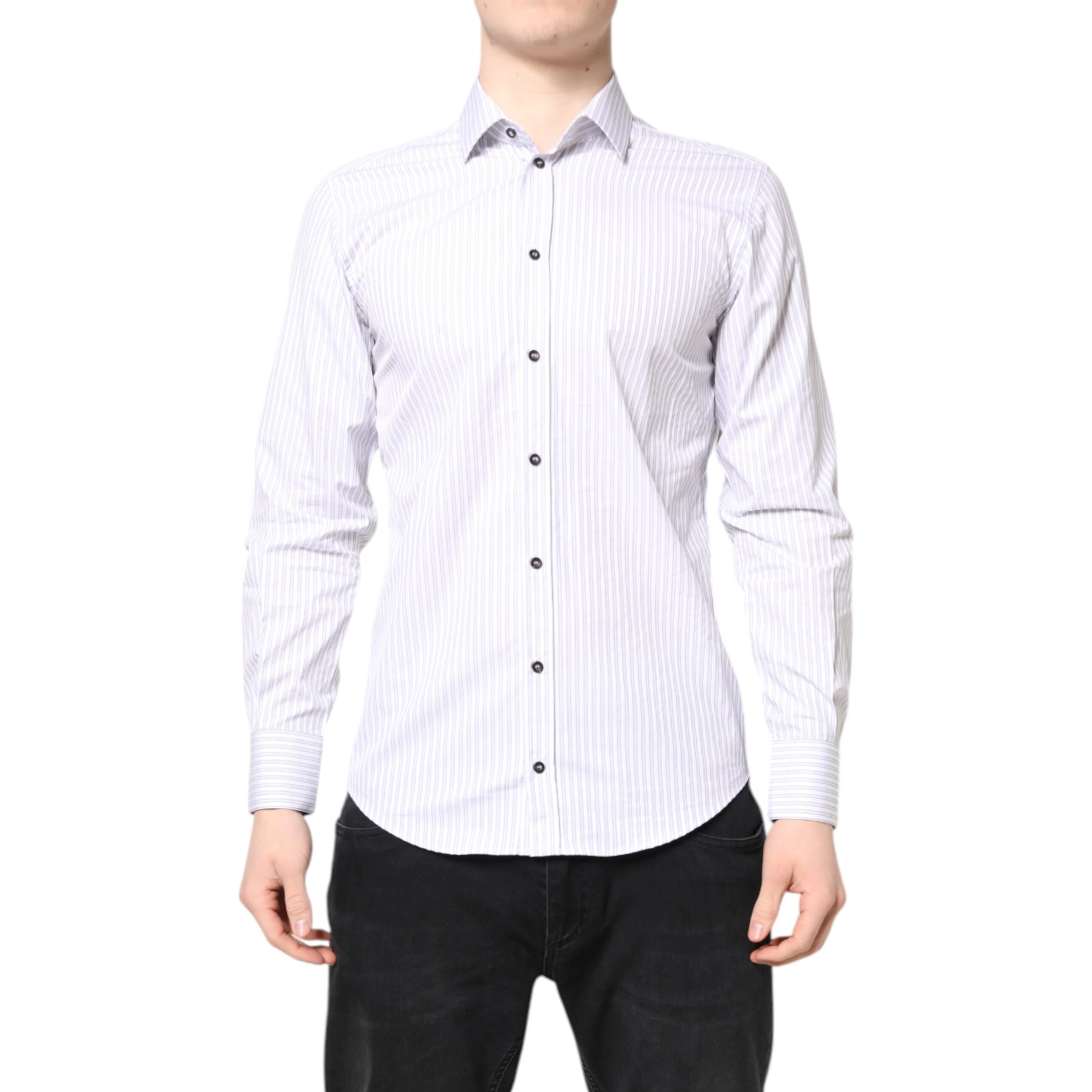 White Striped Cotton MARTINI Men Dress Shirt
