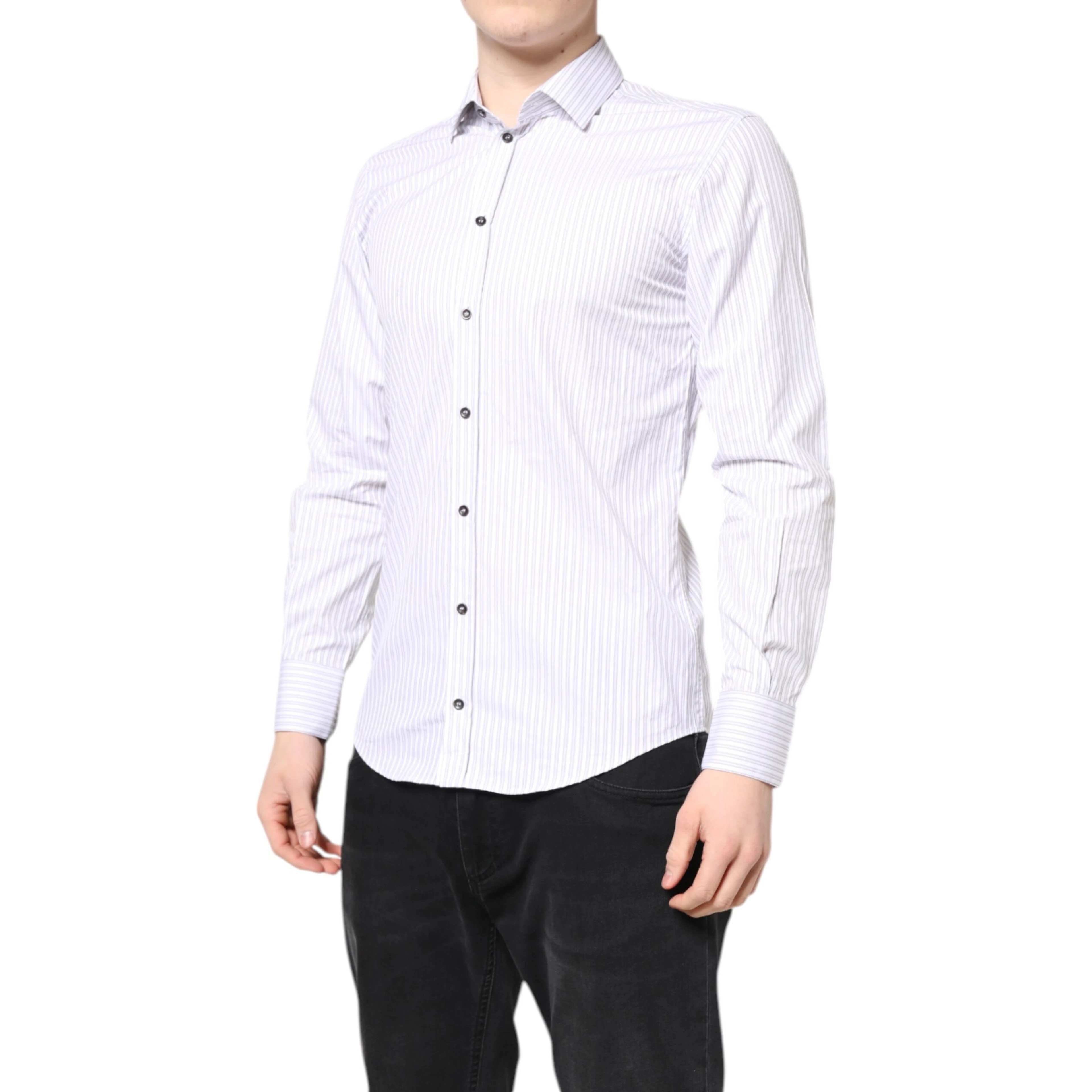 White Striped Cotton MARTINI Men Dress Shirt