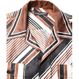 Multicolor Striped Silk Short Sleeves Shirt