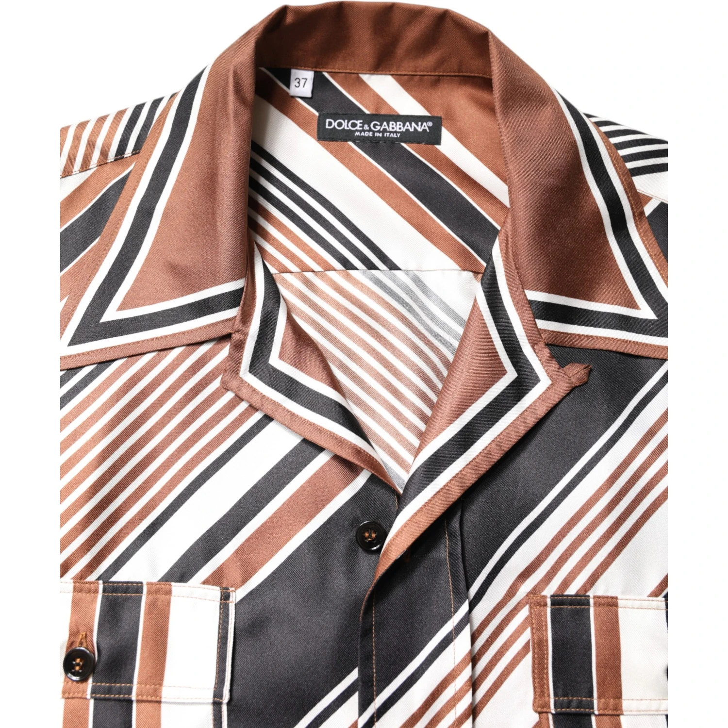 Multicolor Striped Silk Short Sleeves Shirt