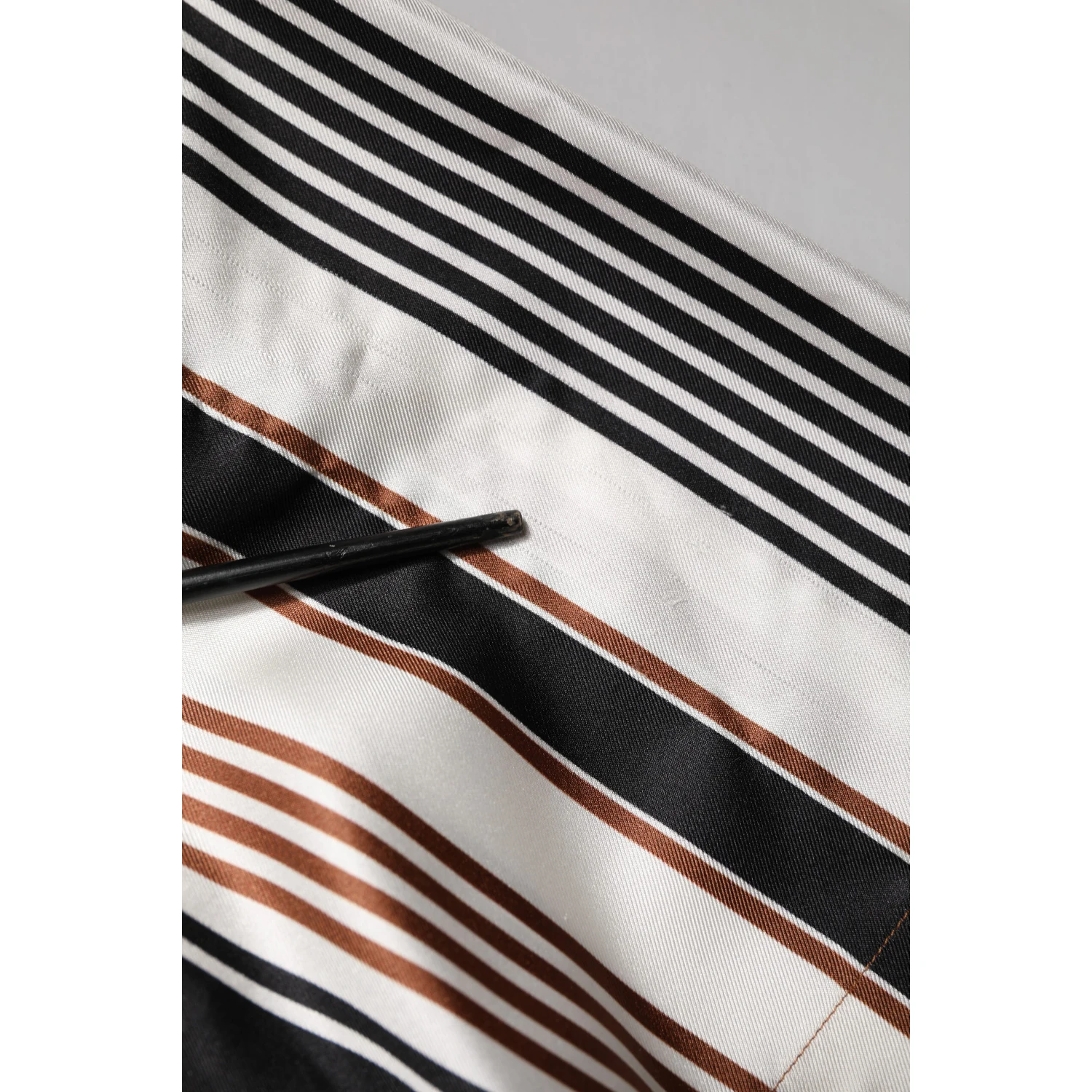 Multicolor Striped Silk Short Sleeves Shirt