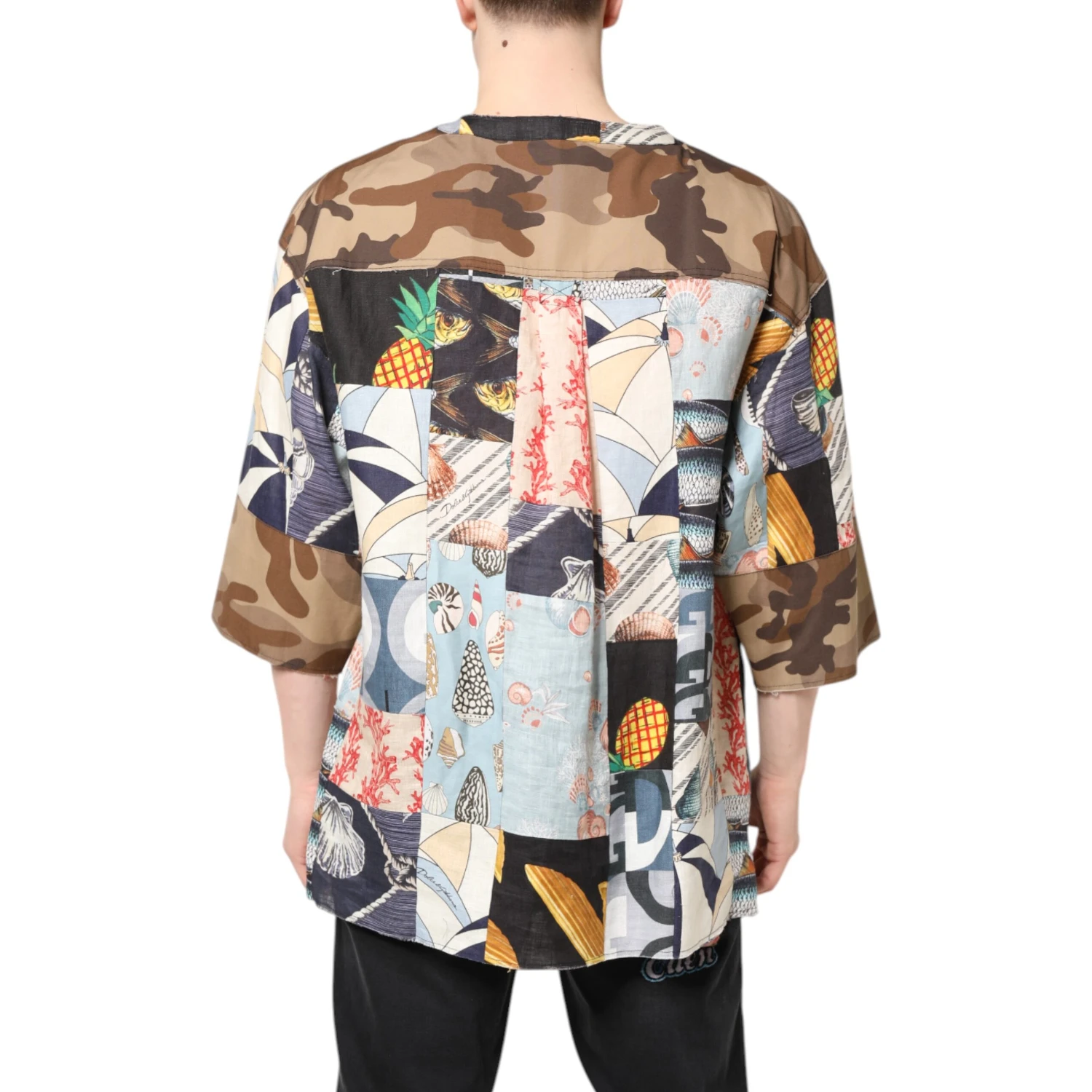 Multicolor Patchwork Short Sleeves Shirt