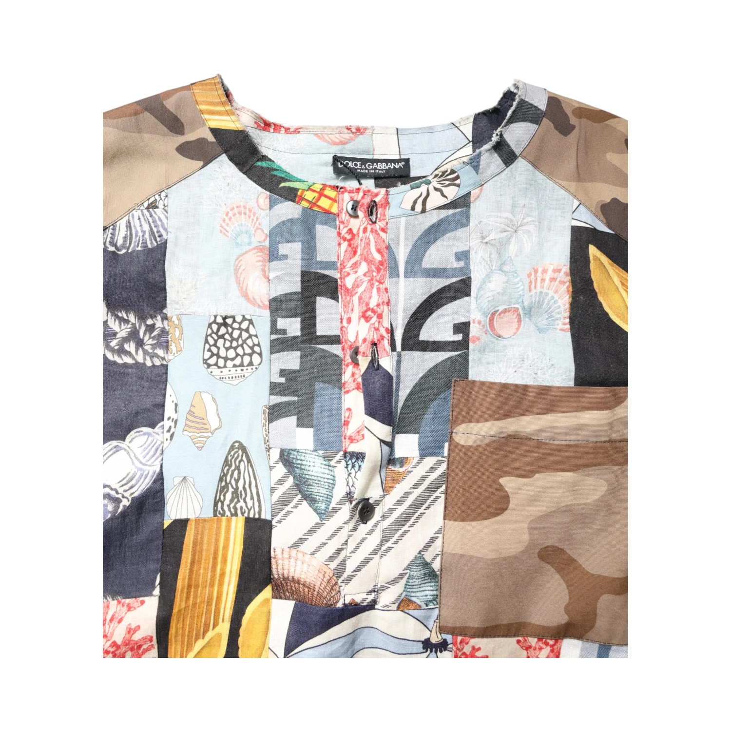 Multicolor Patchwork Short Sleeves Shirt