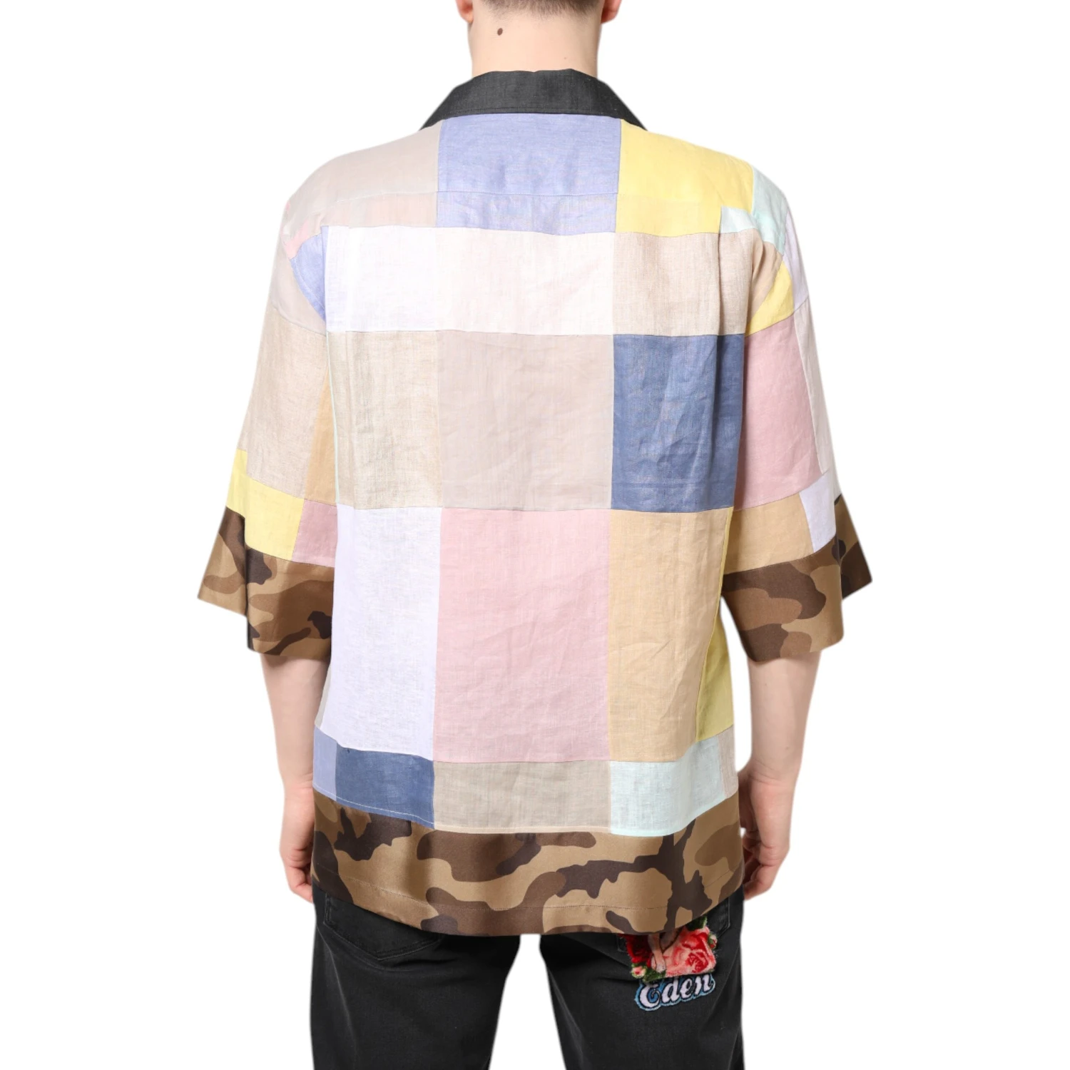 Multicolor Patchwork Short Sleeve Shirt