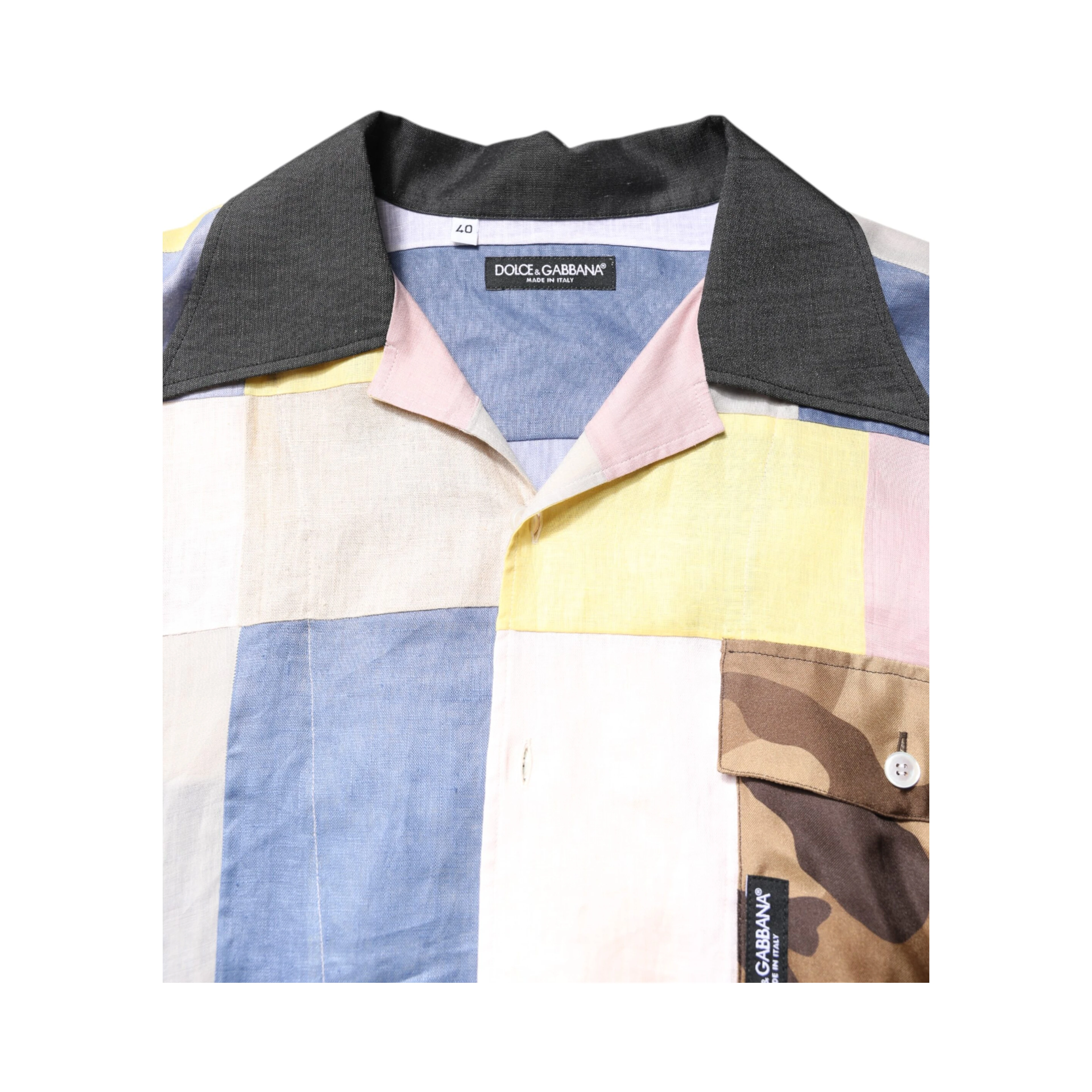 Multicolor Patchwork Short Sleeve Shirt