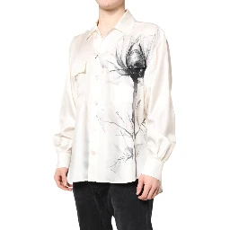 Ivory Silk Long Sleeves Men Casual Shirt