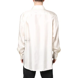 Ivory Silk Long Sleeves Men Casual Shirt