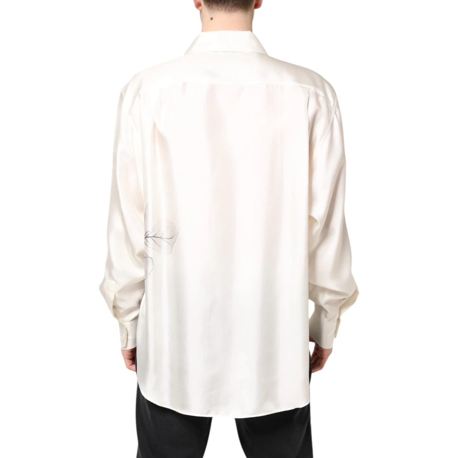 Ivory Silk Long Sleeves Men Casual Shirt