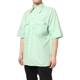 Green Cotton Short Sleeves Men Casual Shirt