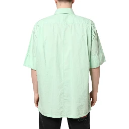 Green Cotton Short Sleeves Men Casual Shirt